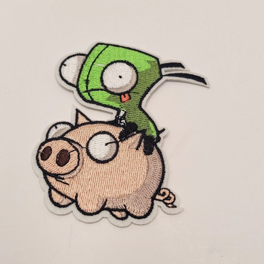 Invader Zim GIR Riding Piggy Embroidered Iron On Patch